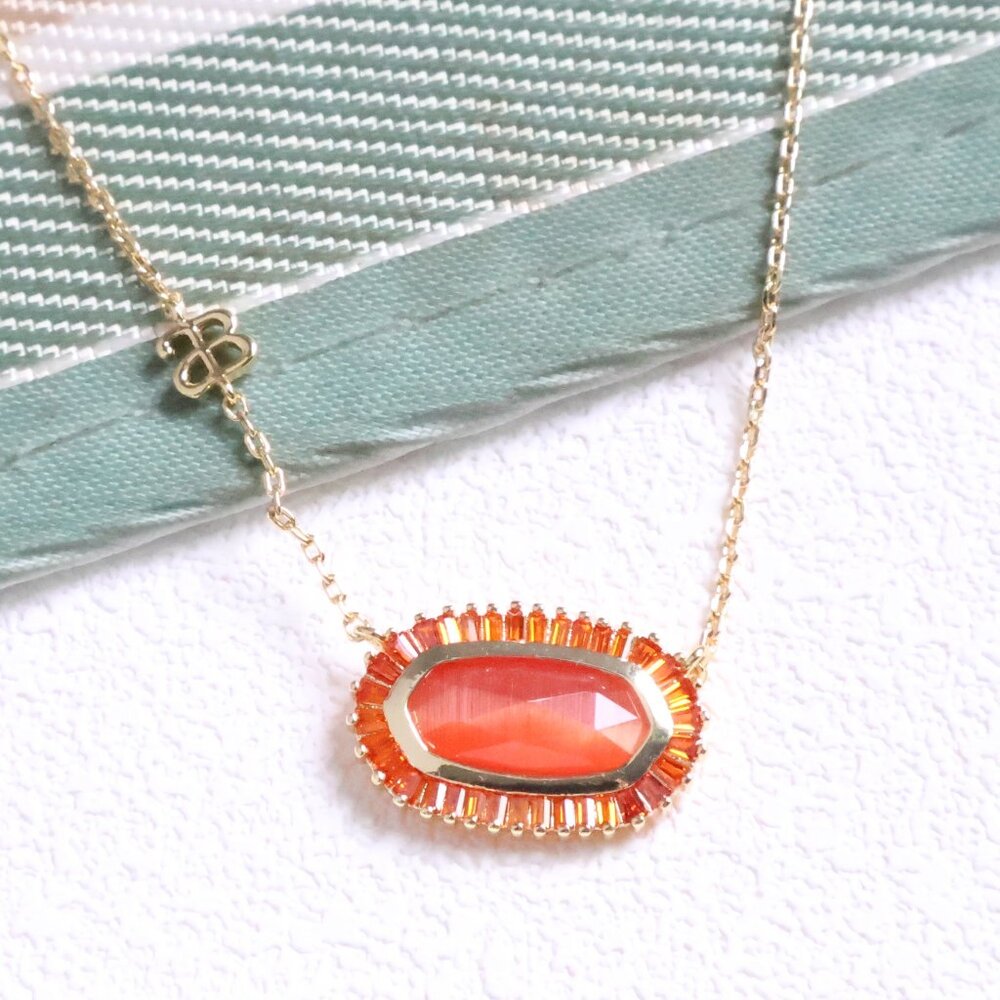 New Alicia Bonnie Fiery Coral Kelly Necklace Gold